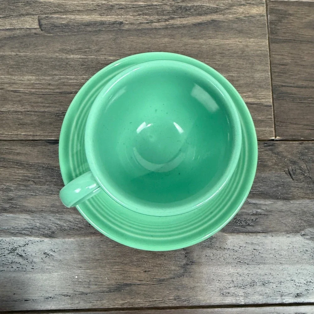 Fiesta Turquoise Cup and Saucer Set Vintage Homer Laughlin‎ Lead Free